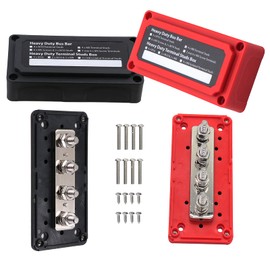 Jamgoer 300A Bus Bar 12V Heavy Duty Module Design Power Distribution Block Waterproof Bus bar Box with 4X M8(5/16") Terminal Studs for Battery Marine Automotive RV Car Truck (Black & Red)