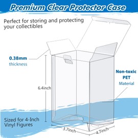 100 Pack Protectors Case Compatible with Funko- 4" Inch Pop Vinyl Figures, Crystal Clear Protectors, Heavy Duty Display Box w/ Protective Film & Locking Tab