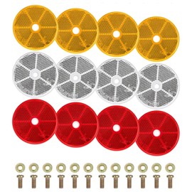 NCZCDZSW Round Rear Reflector Pack of 12 60 mm Cat Eye Pendant Reflector Cat's Eye Side Spotlight with E-Certification Mark Rear Reflector Round Cat's Eye for Trailers Lorries Caravans (White Orange