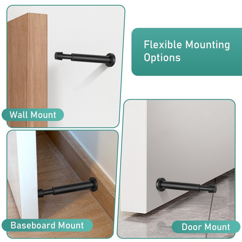 6 Pack Door Stoppers, 112mm Long Door Stop, Spring Loaded,