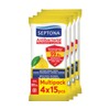 Septona Antibacterial Hand Wipes Lemon, 4x15pcs (2+2 free)