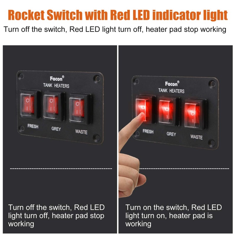 Facon 12Volts Switch Box Panel, 30Amps Rocket On&Off Switch with