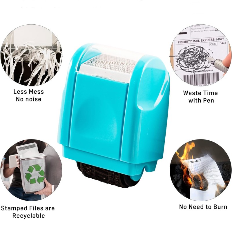 HONGCI Privacy ID Address Blocker Stamp, Blue, Rectangular, Roller Stamp,