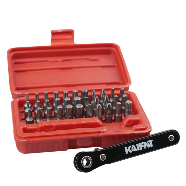 KAIFNT K402 Screwdriver Bit Set with Mini Ratchet Wrench, 1/4-Inch