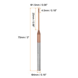 sourcing map Square Nose End Mill 4mm Shank 1.5mm x 25mm AlTiSin Coated Solid Carbide Long Reach Extended Neck 4 Flutes CNC Router Bit Milling Cutter for Stainless Steel Hardened Steel