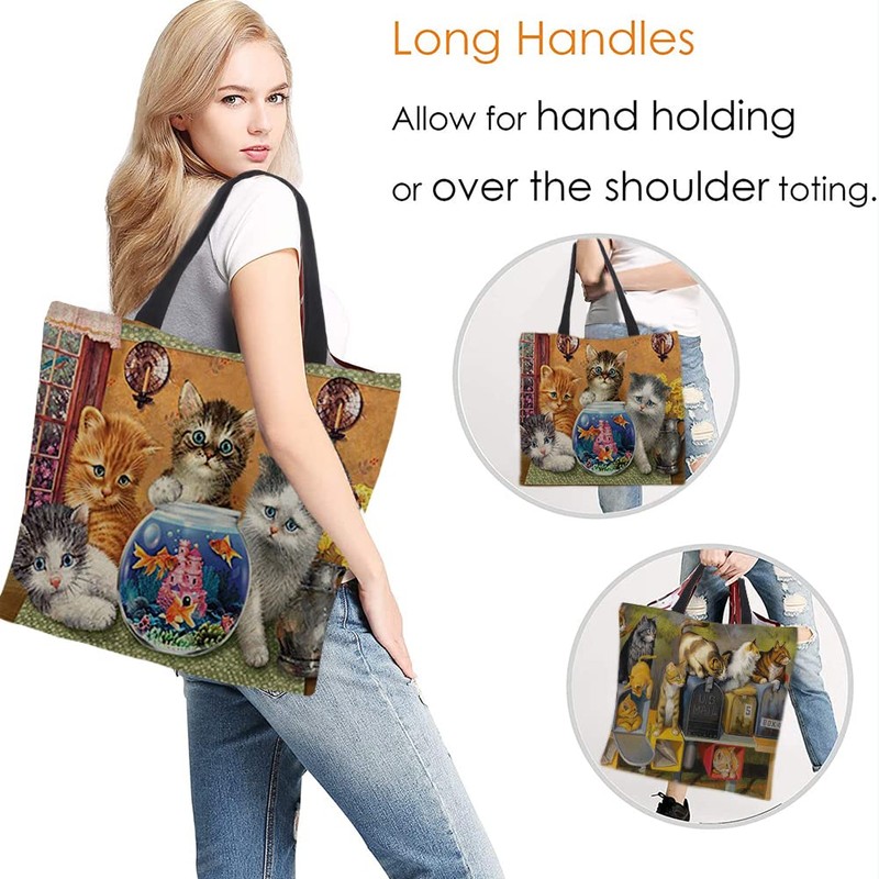 crazy bean Pack of 2 Printed Fabric Bags, Reusable Shopping