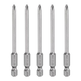 HARFINGTON 5pcs #1 Phillips Screwdriver Bit PH1 1/4" Hex Shank 3.15" (80mm) Long Magnetic S2 Steel Industrial Grade Screw Driver Bit Cross Head Electric Drill Bits 0.157" (4mm) Rod