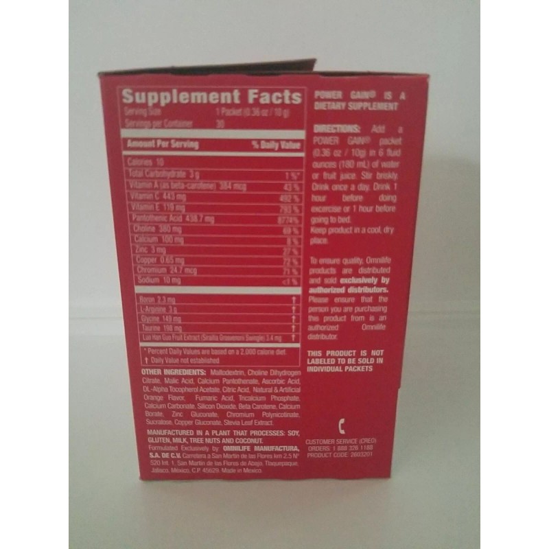 natural power gain ,w/30 sobres power,potencia