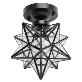 PIAOCAIYIN Moravian Star Light, 110V Flush Mount Star Ceiling Light, 360° Illumination Star Light Fixture w/Glass Shade for Restaurants, Galleries, Exhibition Halls, Hotels