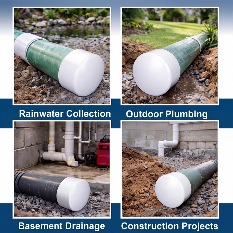 8 Pcs 6 Inch PVC End Cap Round, Schedule 40