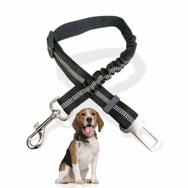 Dog Seat Belt Adjustable Doggy Seat Belt With Elastic Bungee Buffer And Buckle Pet Vehicle Seatbelt Safety Lead Strong Dog Car Harness Puppy Travelling Leash Lead Travel Accessories (Black)