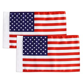 PLUSUTV 2 PCS American Flags 6" x 10" for UTV ATV Motorcycle Fit 3/8" Diameter Pole, Double Sided Sewing UV Coated US Flag Flagpole Accessories