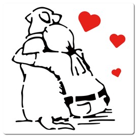 GORGECRAFT 12" Banksy Woman Stencil Reusable Dog Love Template Animals Interior Exterior Wall Painting Stencils for Painting Art Craft Drawing Decorative Fabric Wood Wall Home Decoration