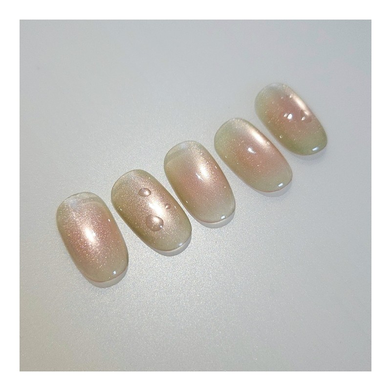 Guava handmade nail tip cheek magnet nail - almond short