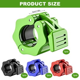 4 Pcs Barbell Clamps, 30 mm Ol ympic Barbell Clips(4 Colors)