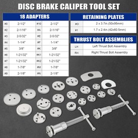 NYXOVA 24pcs Brake Caliper Tool, Heavy Duty Disc Brake Caliper Tool Set, Wind Back Kit for Brake Pad Replacement, Master Disc Brake Caliper Tool Kit Fits Most American, European Makes/Models (Red)