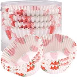 Cupcake Liners for Baking, 100-Count Food Grade Cupcake Cups, Standard Odorless Muffin Baking Cups Cupcake Wrappers, Non-Stick Strawberry Printing Baking Cup Paper for Wedding Birthday Party Festival