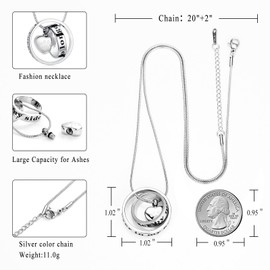 Forever in My Heart,No Longer by My Side Pet Cremation Jewelry for Ashes of Dog/Cat Funeral Keepsake Urn Necklace Paw Print Memorial Necklace