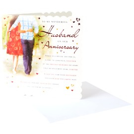 Traditional Annivesary Card Husband - 223 mm square - Piccadilly Greetings