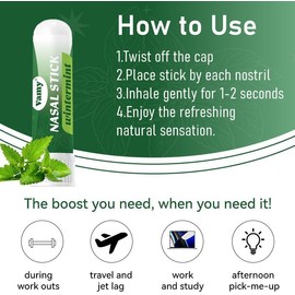 vamy Nose Inhaler Stick, Nasal Stick Boost Energy Set, Natural Mint Nasal Sticks for Breathing Enhance Focus & Breathe Better, Provides Fresh Cooling Sensation