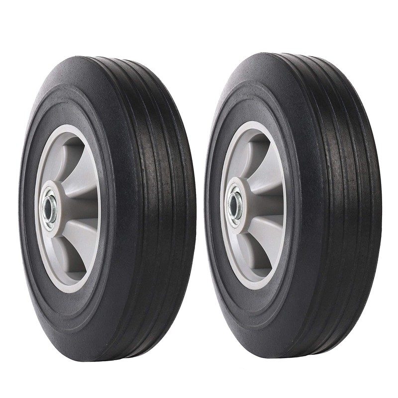 (2-Pack) AR-PRO 10" x 2.5" Flat Free Solid Rubber Tires