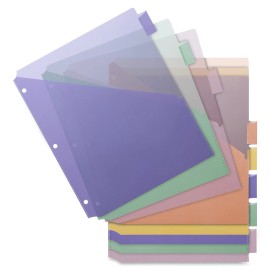 Business Source Multicolor 8 Count Binder Dividers with Large Tabs and Double Pockets
