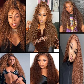 Nuailisex Brown Bundles Deep Human Hair Color 30 Brown Human Hair Deep Wave Bundles Real Unprocessed Hair For Women Wet And Wavy Weave Hair 24 26 28 Inch