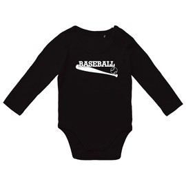 Huuraa Baby Bodysuit Baseball Bat Unisex Long Sleeve Romper Size 62-80 with Motif for All Baseball Fans Gift Idea for Newborns and Toddlers, black