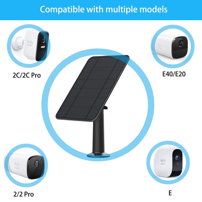 4W Solar Panel Compatible with Eufycam 2/2 Pro／2C/2C Pro/E /
