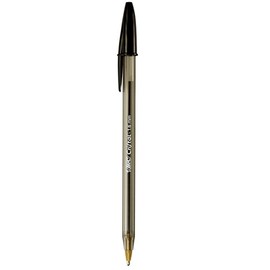 BIC, Bolígrafo de Punto Grueso, Pluma Clásica, Cristal Intenso, Tinta Color Negro, 12 piezas
