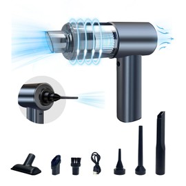 allchn Compressed Air Duster, Portable Air Vacuum Cleaner, 15000PA Super Strong Suction, Car Portable Vacuum Cleaner Rechargeable with Multi-Nozzle Design for Car Home Office