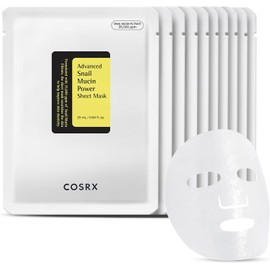 COSRX Máscara avanzada de caracol Mucin con hoja de alimentación de 10 hojas, 35.000 ppm de filtro de secreción de caracol Cuidado de la piel coreana, hidratante, hidratante