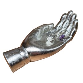 Darthome Silver Hand Jewellery Dish Resin Shelf Sitter Open Palm Key Coin Trinket Holder 19cm