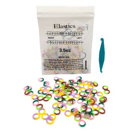 SNAWOP Orthodontic Elastic Rubber Band 1/4" Neon 100PCS Medium 3.5 Ounce Intraoral Teeth Brace Bands with Placer Hook