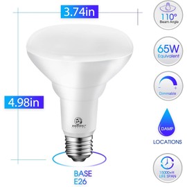 Energetic LED Flood Light Bulbs BR30, 65W Equivalent, Dimmable, Cool White 4000K, 750lm, Indoor Flood Lights for Recessed Cans, Energy Star & CRI 80, UL Listed, 6 Pack