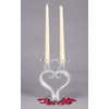 Clear Crystal Heart Shaped Candle Holder Two Taper Candles Shiny