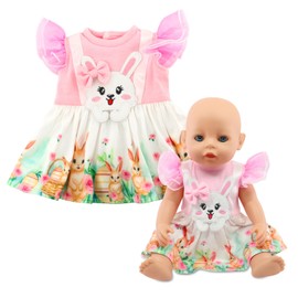 Fractoluxe Clothing Outfits for Baby Dolls, Baby Annabell Clothing 43 cm with Rabbit Elements, Doll Clothes 35-43 cm Girls, Doll Clothes for New Baby