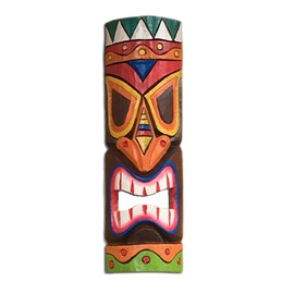 FOREVER BAMBOO MASK20-6 Colorful Hawaiian Polynesian Tiki Mask, 20 in, Multicolor