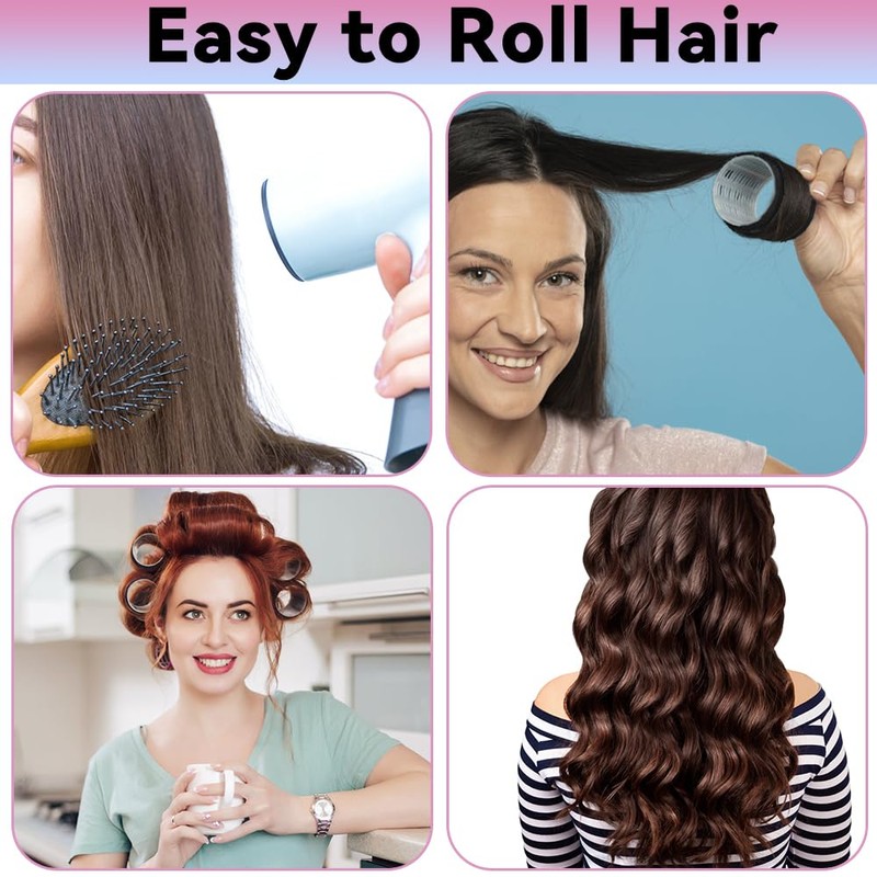 JOISHOP 50pcs Hair Rollers with Clips, Jumbo Large Medium Small