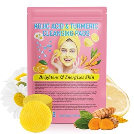 Turmeric Kojic Acid Cleansing Pads,Turmeric Cleansing Pads,40PCS,Kojic Acid Infused Foaming Exfoliating,Enriched Vitamin C