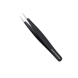 Swaan Stainless Steel Slant Tip and Pointed Eyebrow Grooming Tweezers Set - Facial Hair Remover - Perfect for Ingrown Hair, Splinter and Blackhead Removal (Black)