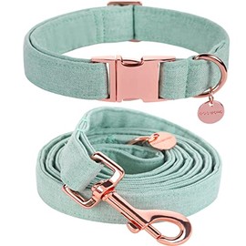DOGWONG Green Dog Collars and Lead, Comfortable Adjustable Dog Collar for Small and Medium Dogs