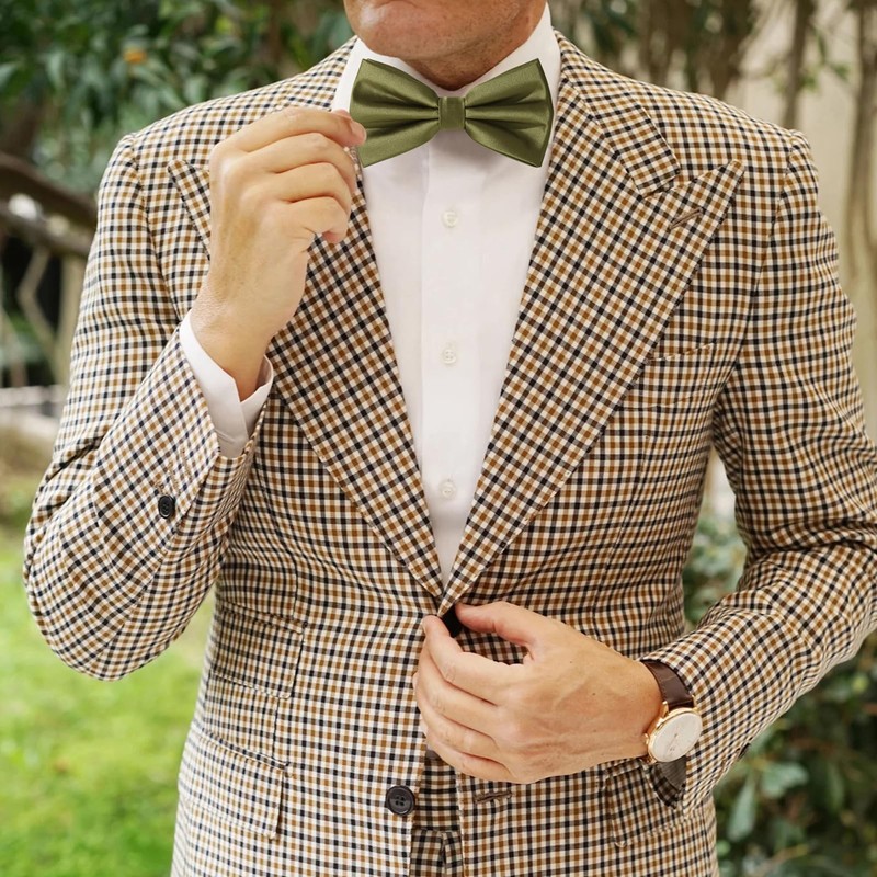 HOULIFE Men's Bow Tie Set - Adjustable Satin Polyester Bow