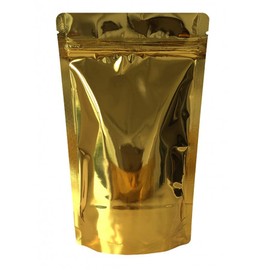Rightpak Stand Up Pouches 50 Pieces 13cm x 21cm, Gold Shiny Heat Sealable Tear Notches Smell Proof for Food Storage With Ziplock