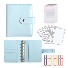 eleger A7 Budget Binder Set - Mini Money Organizer for Cash Saving, Cash Stuffing Envelope System, Planner Binders with Pockets, Sheets and Stickers, Blue