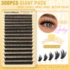 Spiky Lash Clusters 300pcs 100D Long Eyelash Clusters 12-20mm Manga