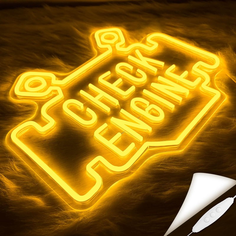Check Engine Neon Signs for wall decor, Garage Neon Sign