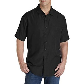 Harbor Bay by DXL Men's Big and Tall Microfiber Comfort Grid Sport Shirt Black 6XL