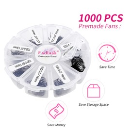 Premade Fans Eyelash Extensions 1000 Promades Eyelash Volume Lash Extensions Pointed Base Loose Fans Premade Lash Extensions Fans Handmade Pre Made Volume Lashes Mix (10D-0.07C, 13-16mm)