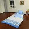 Sanko Futon Cover, Border Pattern, Double Long, Navy, Full Open